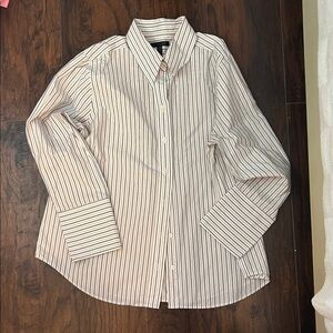 Banana Republic Striped Button Down Shirt - White and Brown